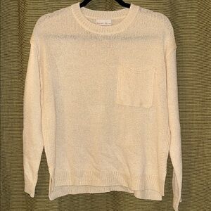 BE COOL Women's Cream sheer Crew Neck Sweater